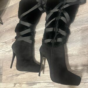 Elegant Black Women's High Heel Boots